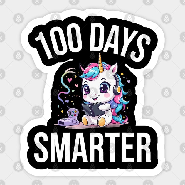 100 days smarter Unicorn 100th day of school Kindergarten Sticker by Mitsue Kersting